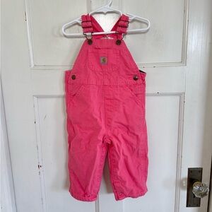 Carhartt Loose-Fit Canvas Bib Overalls for Babies - Pink Lemonade size 18 month